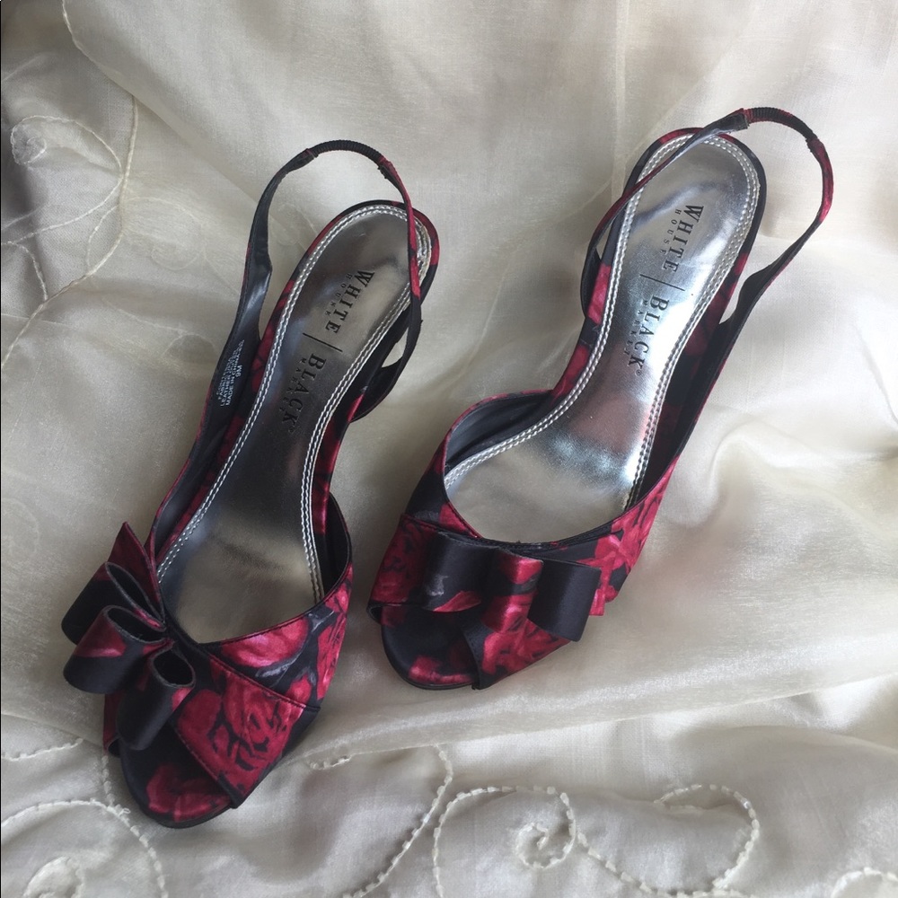 White house black market floral printed heels