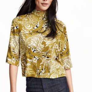 H&M mustard&black high neck blouse.