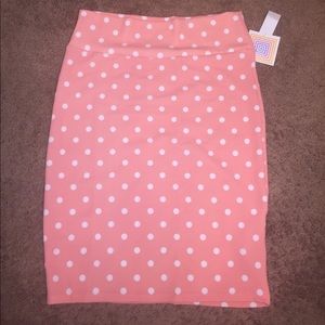 XL pink w/ white polka dot Cassie. LuLaRoe