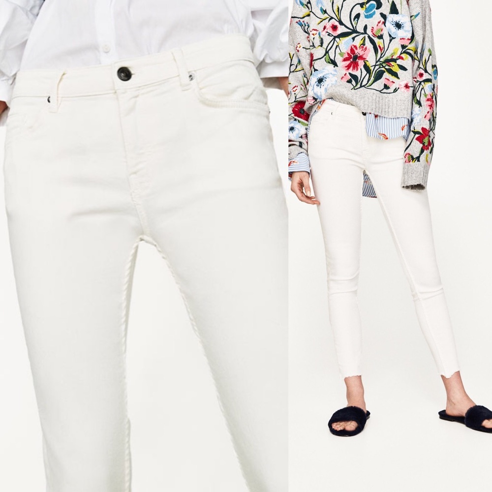 NEW W/ TAGS Zara White Denim Stretch Skinny Jeans