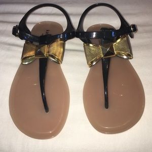 kate spade black and gold bow sandals