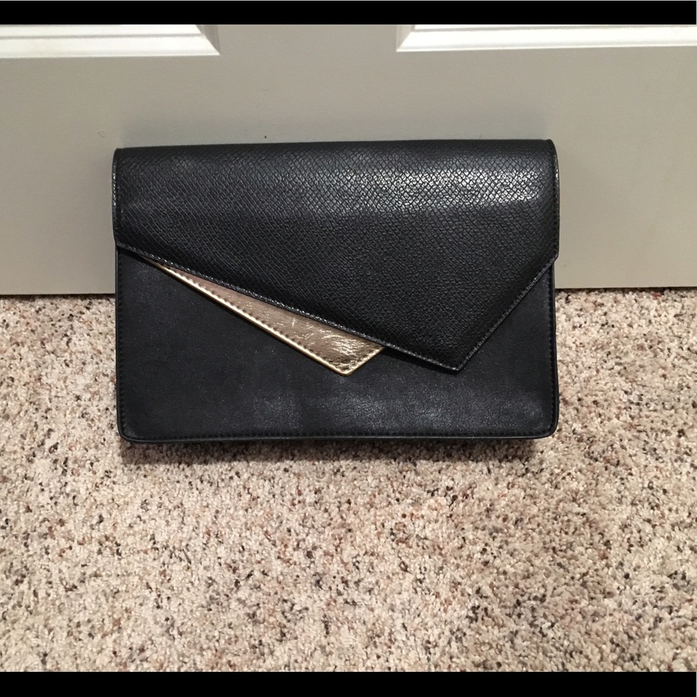Black Leather BeBe clutch