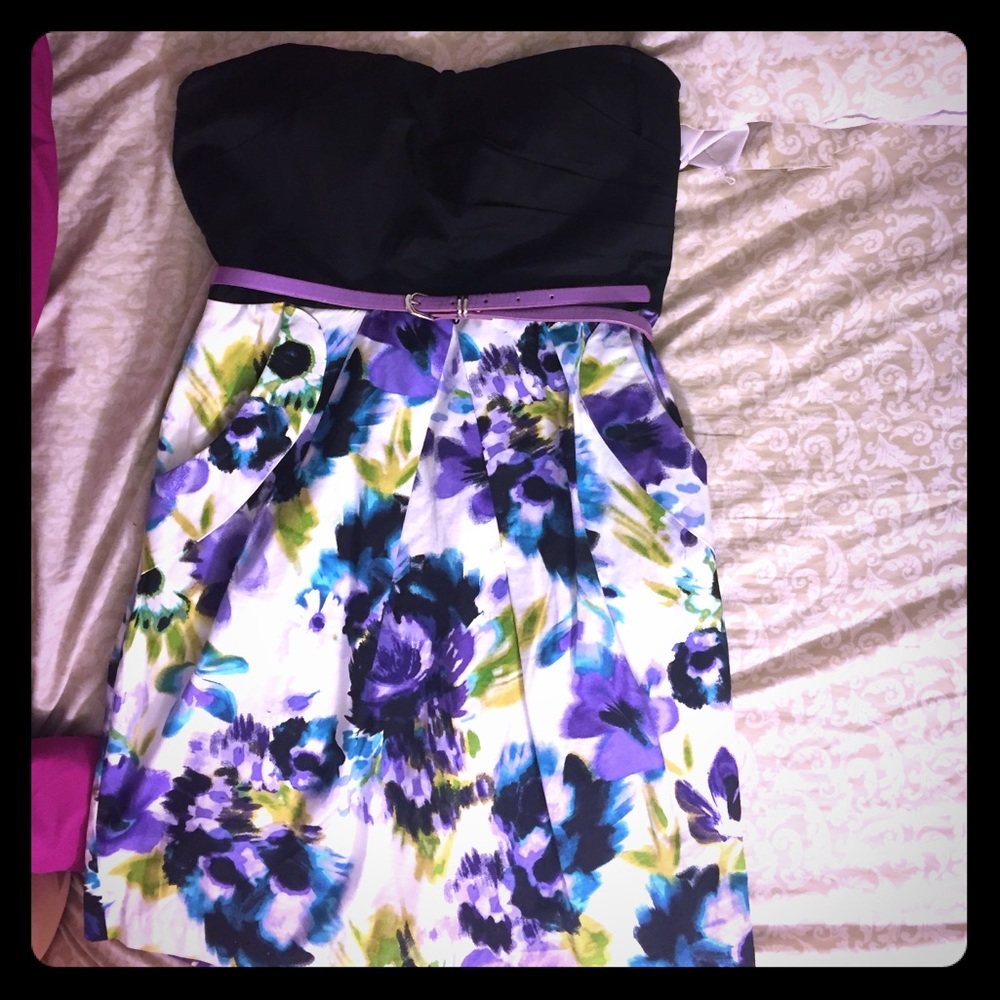 Strapless floral dress