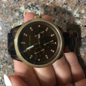 Michael Kors Tortoise and Gold Watch