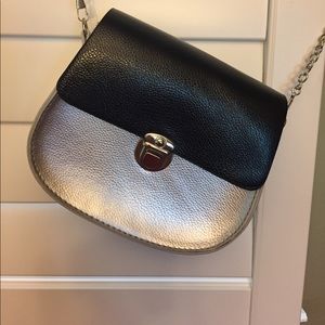 Silver and Black Crossbody Bag