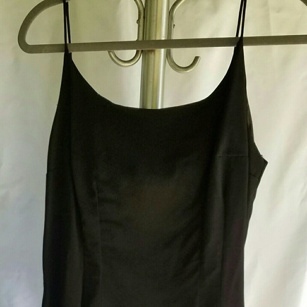 Vintage Black Crepe spaghetti strap dress
