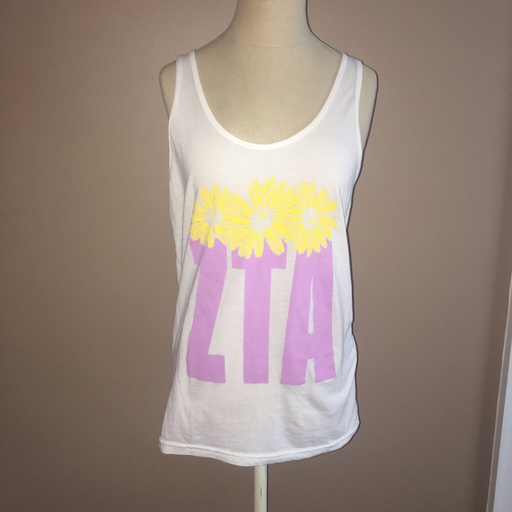 ZTA Zeta Tau Alpha Sunflower Letter Tank Top
