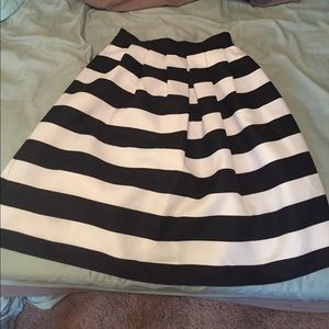 Black and white striped midi skirt
