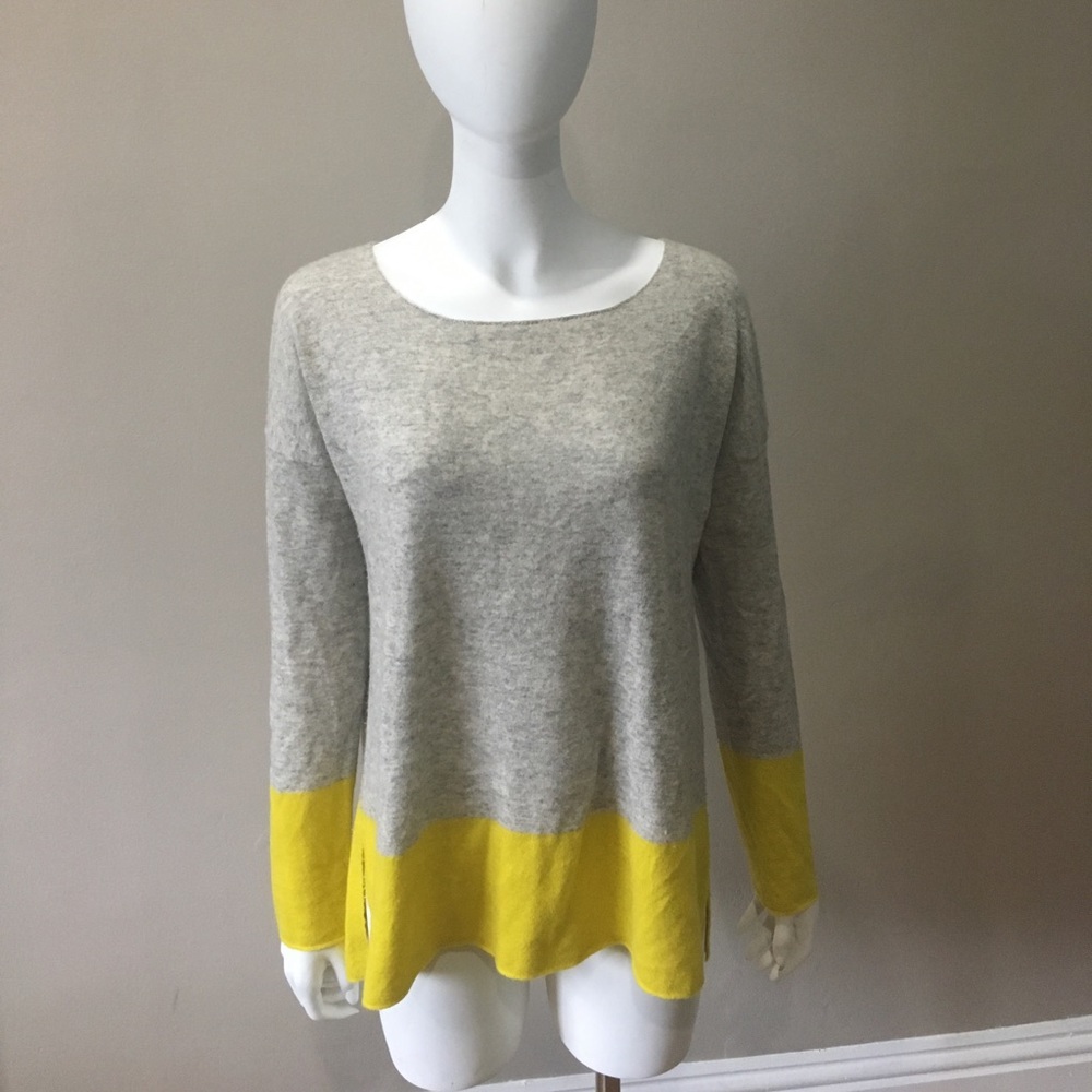 Vince 100% cashmere color block long sleeve shirt