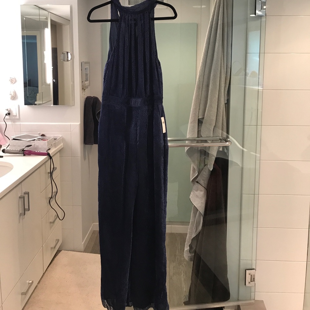Anthropology blue jumpsuit