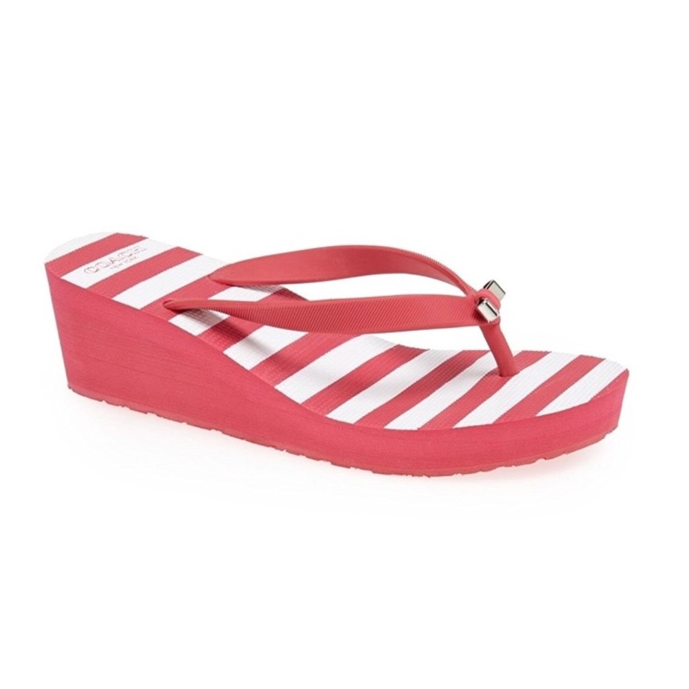 COACH Striped Wedge Sandals