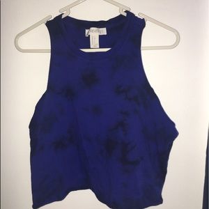 Forever 21 Cropped Black and Blue Tie Dye Tank