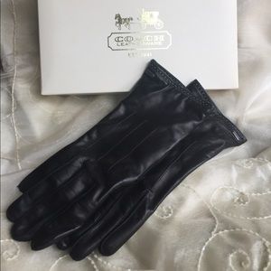 Coach black leather gloves
