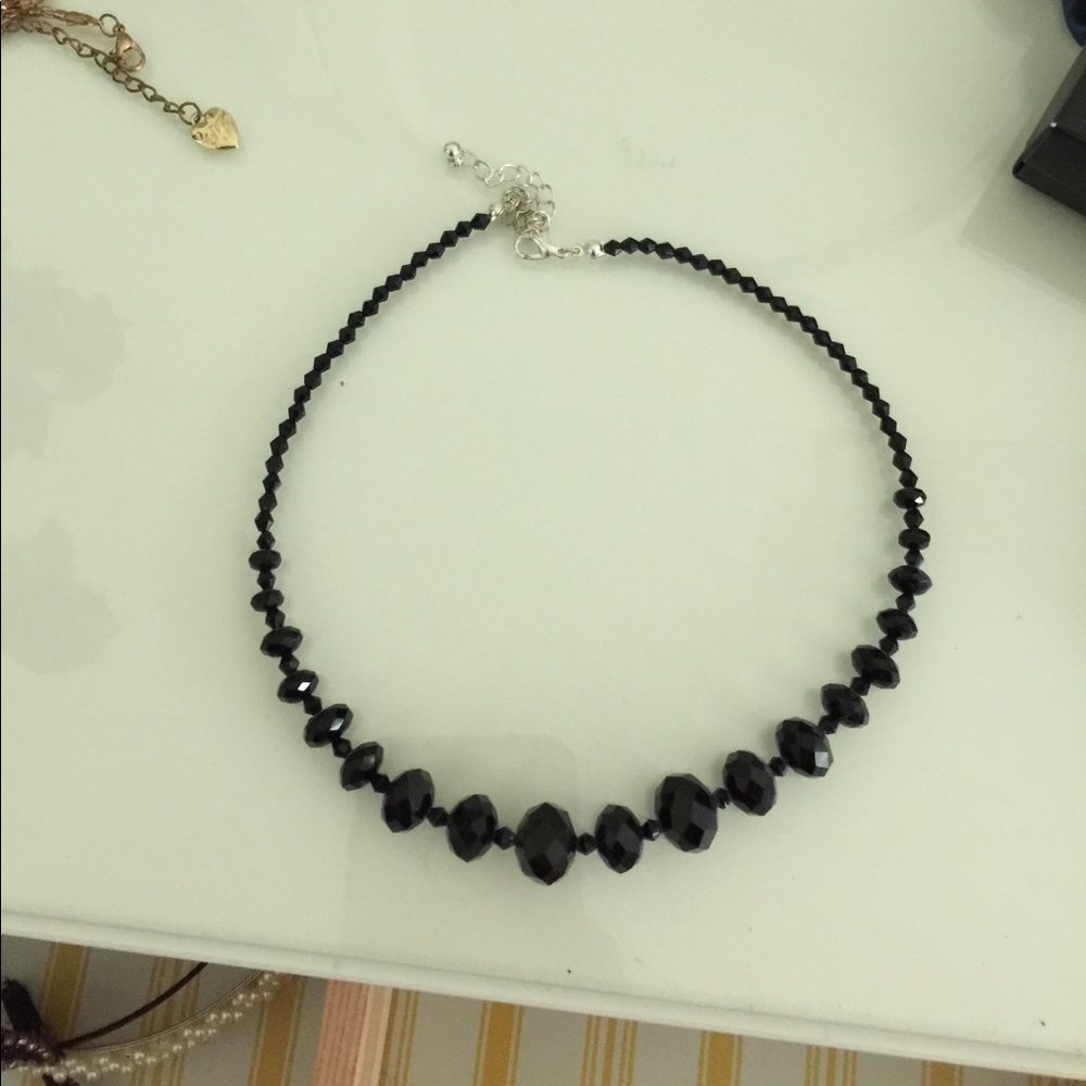 Charming Charlie Black Jeweled Necklace