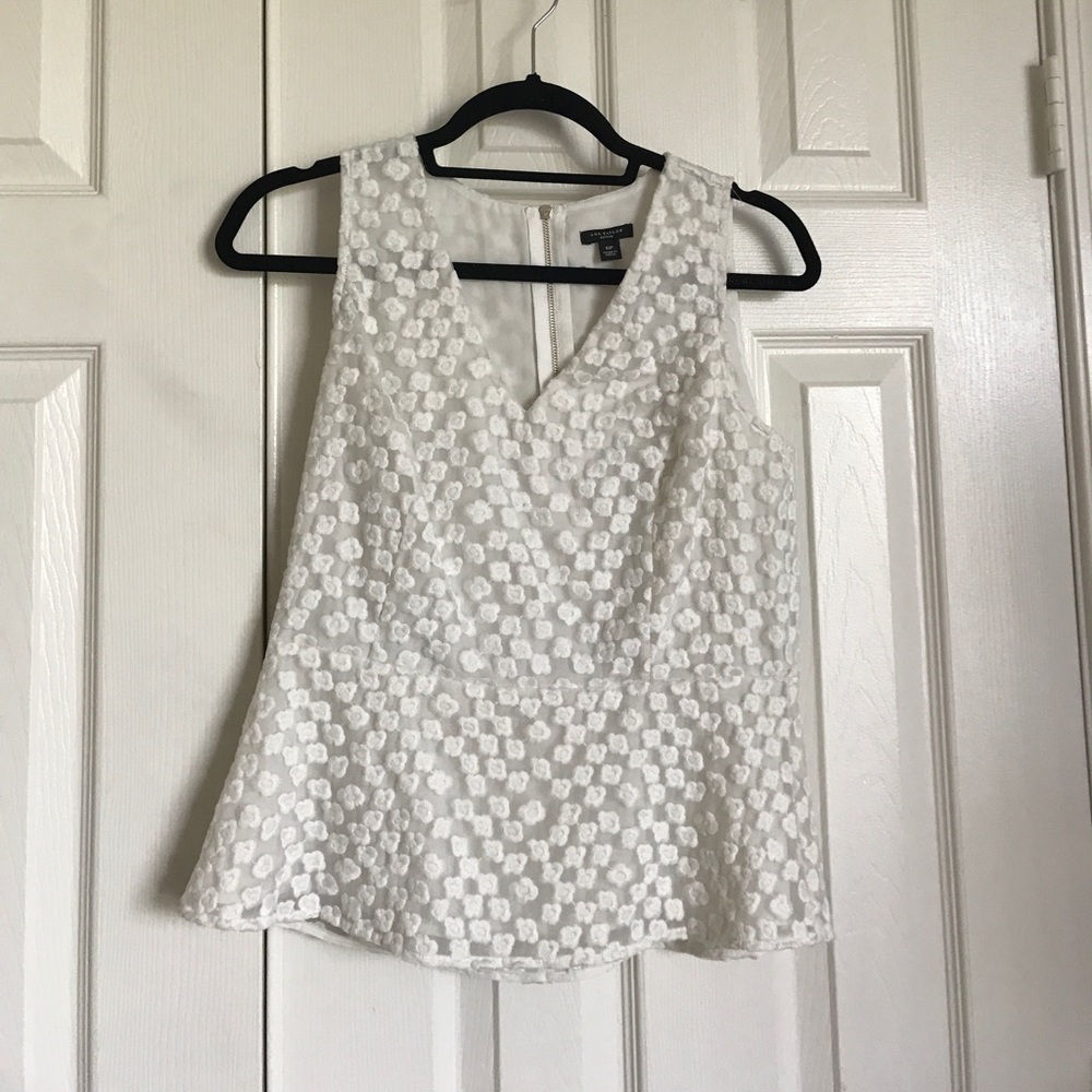 Ann Taylor floral white peplum top