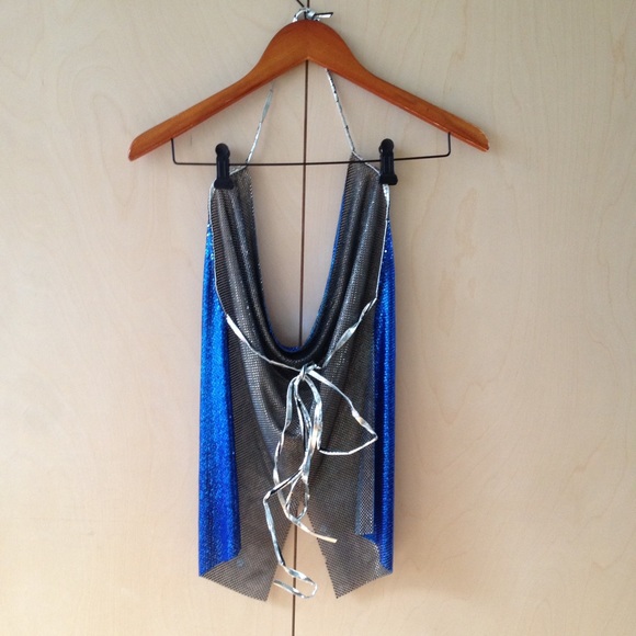 Whiting & Davis blue metal halter fits size S - Picture 2 of 5