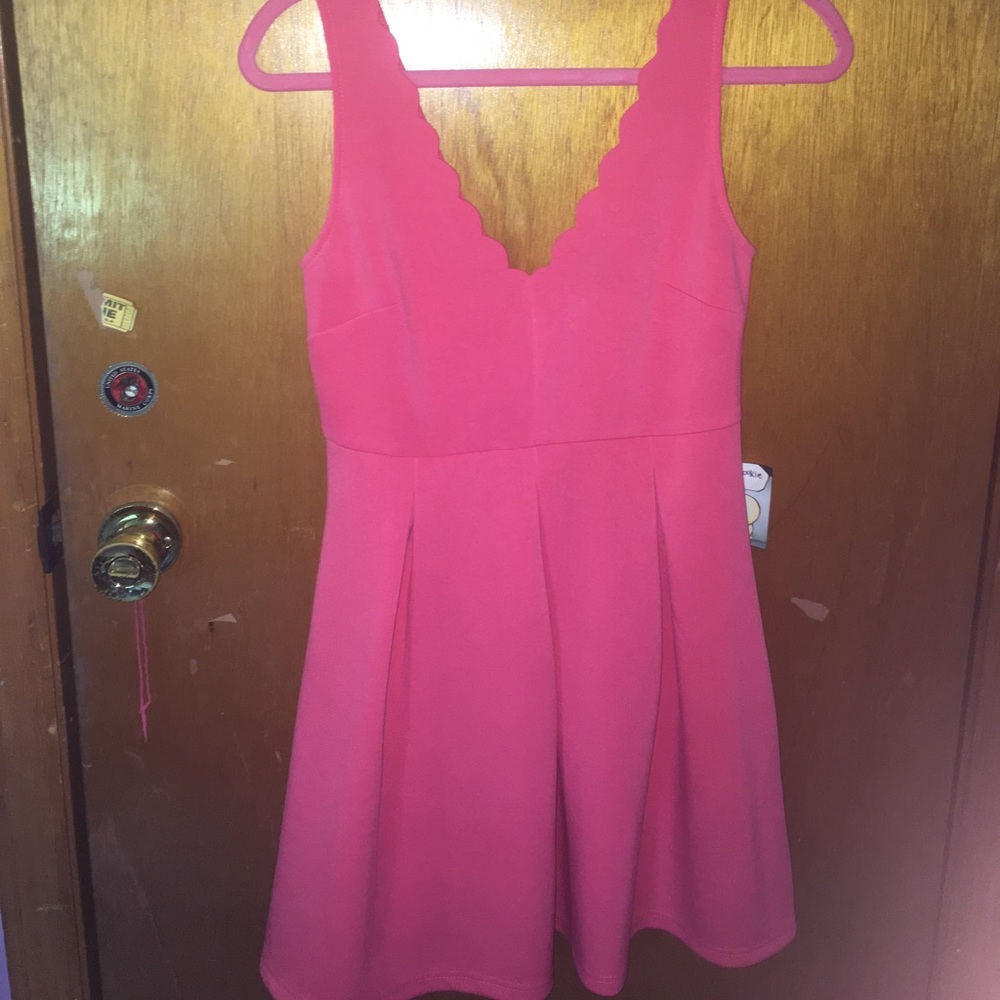 Coral flare mini dress