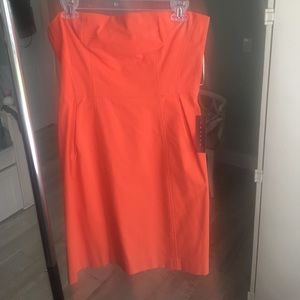 Orange strapless dress