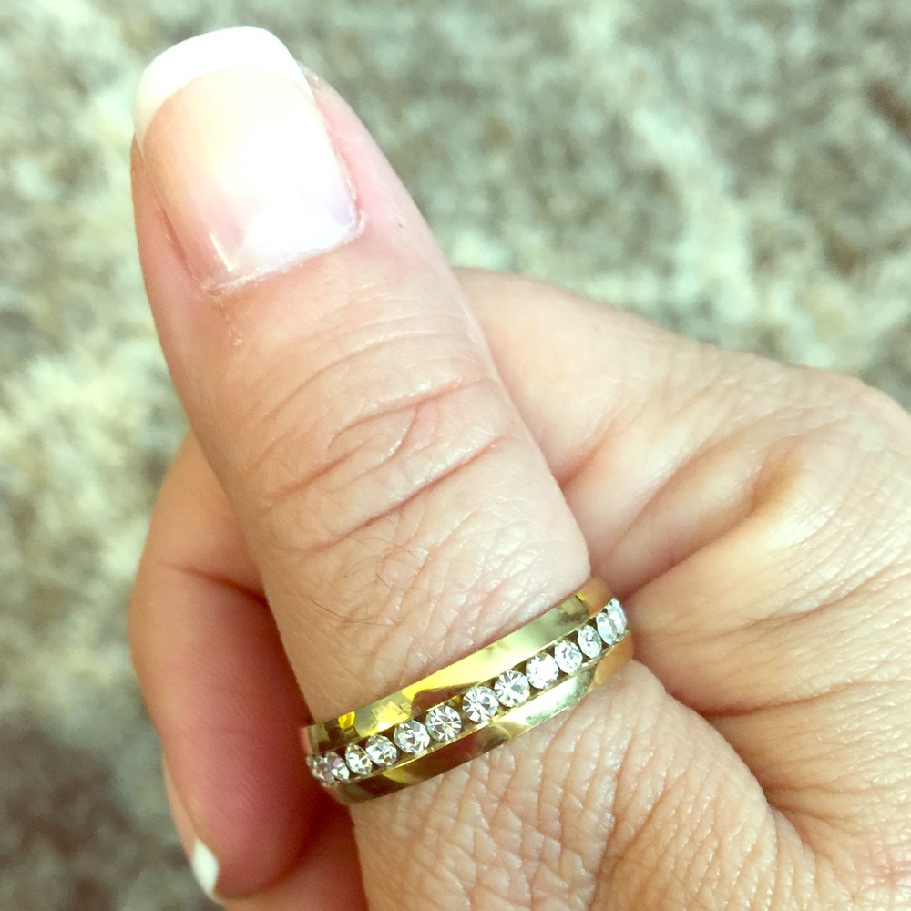 Gold Plated Stainless Steel AAA Crystal Ring