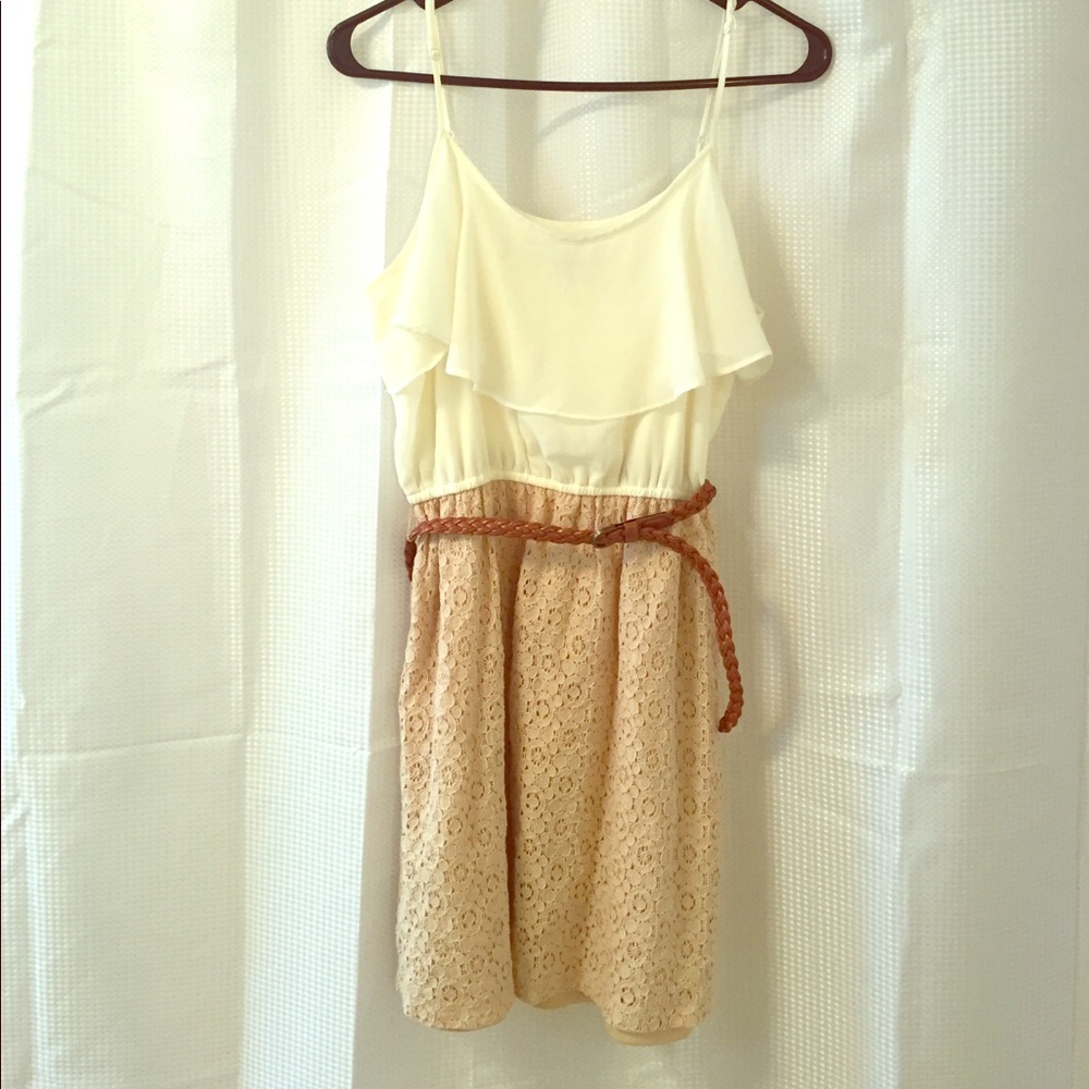 Cream and tan summer dress