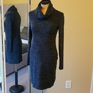Shawl neck sweater dress