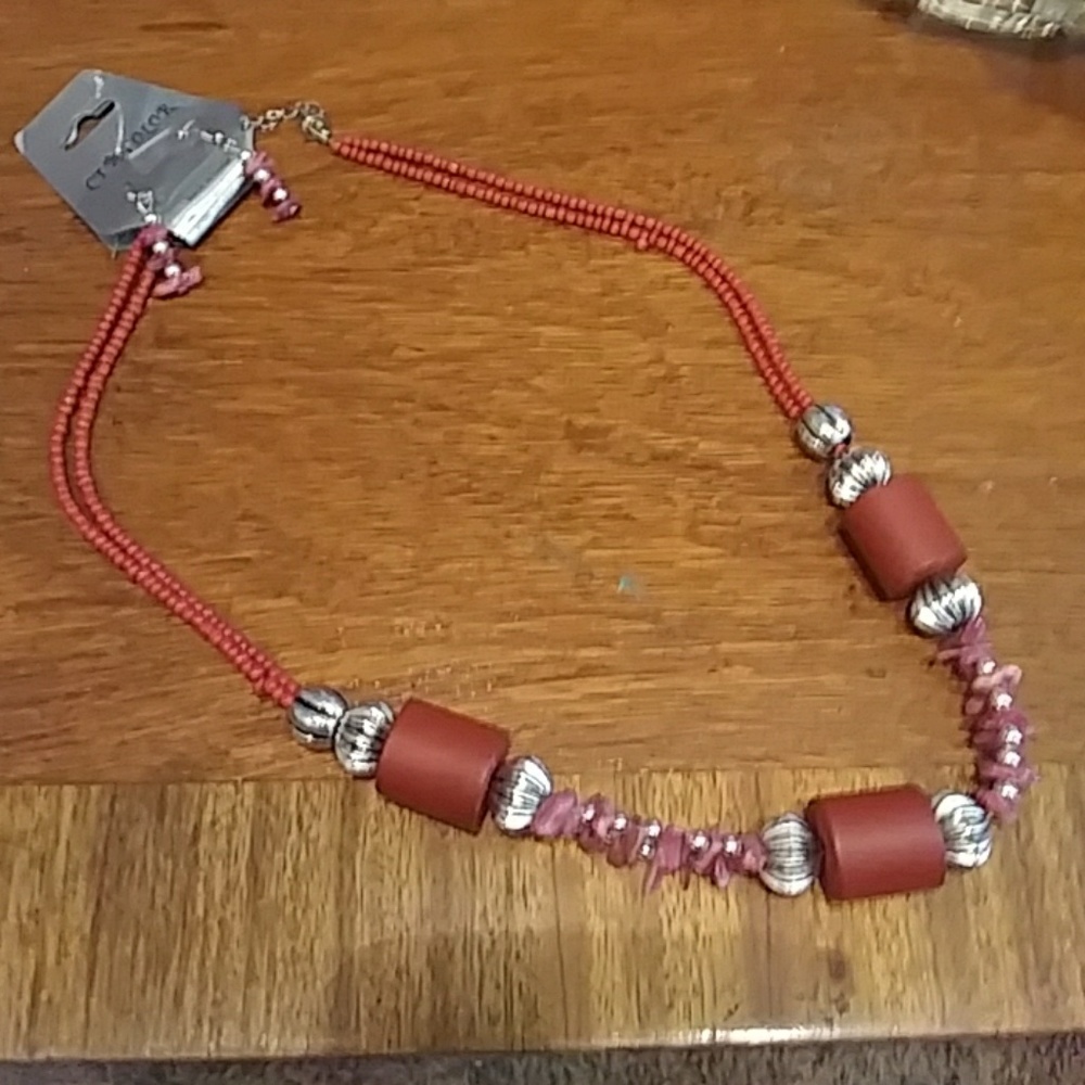 SILVER BEADED NECKLACE