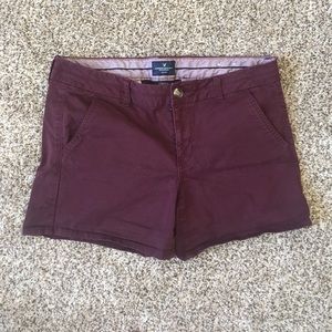 Deep Maroon American Eagle Midi Shorts