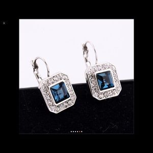 New Blue Geometric Rhinestone Crystal  Earrings