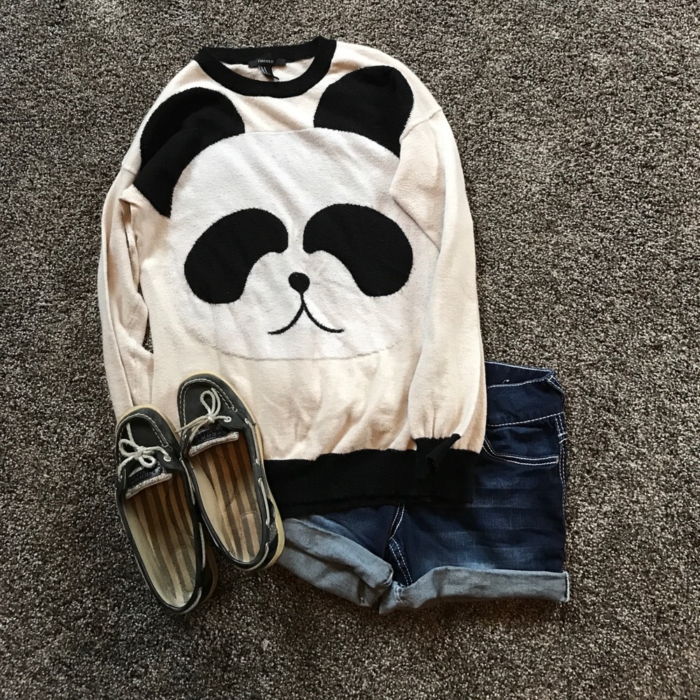 Forever 21 Long Sleeve Panda Sweater