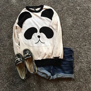 Forever 21 Long Sleeve Panda Sweater