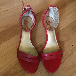 Red Seychelles kitten heel sandals