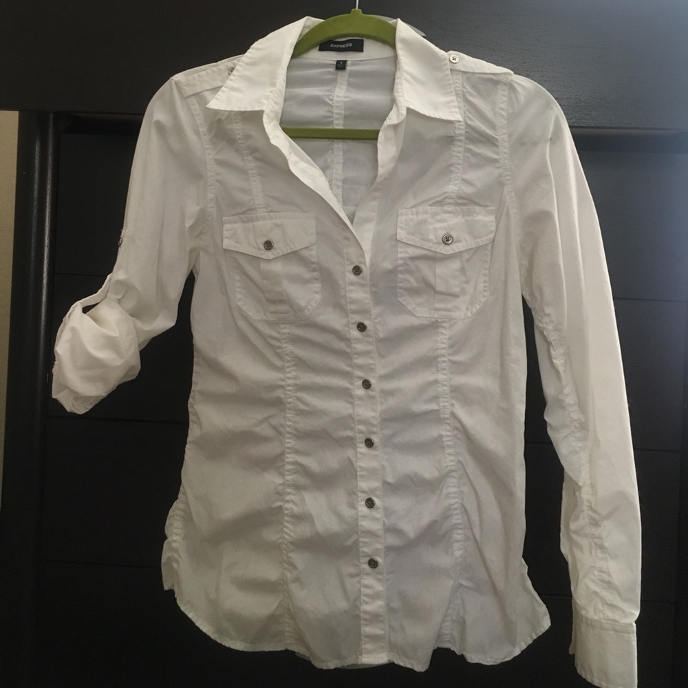 Women's military style button down shirt!