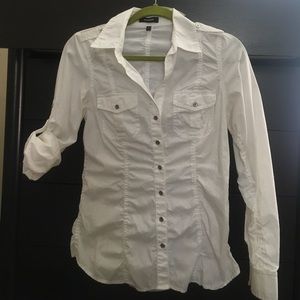Women's military style button down shirt!