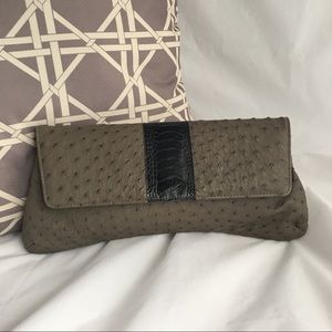 Loree Rodkin Ostrich Crocodile Leather Clutch-RARE