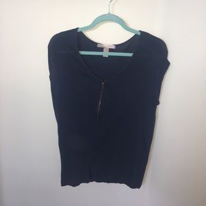 Blue V Neck Top
