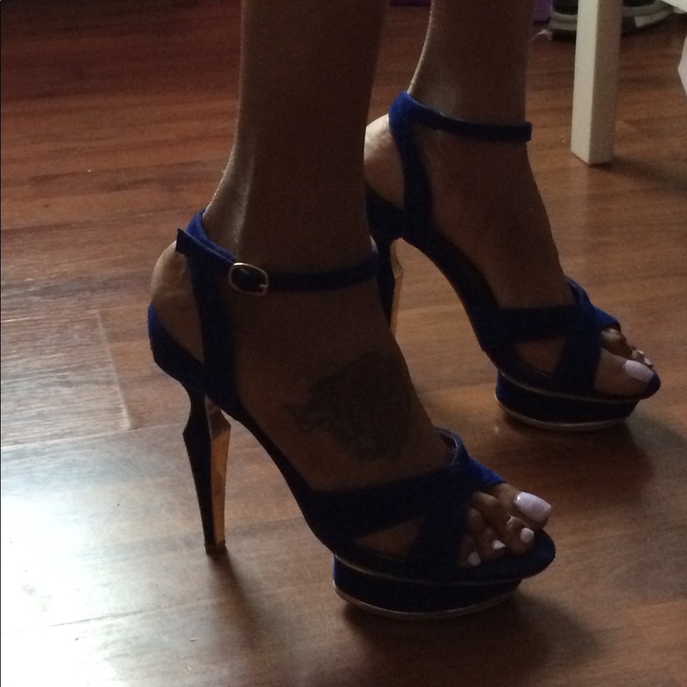 Royal blue and gold Liliana heels
