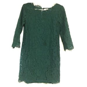 Joie Emerald Green Lace Mini Shift Dress XS