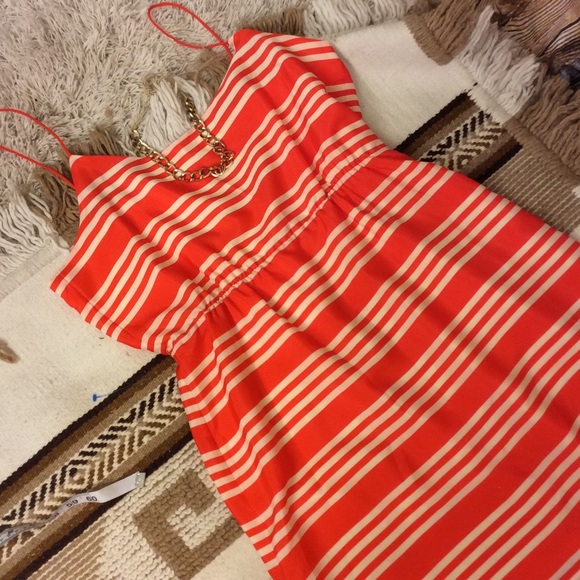 J. Crew Dresses & Skirts - J.Crew Orange and white striped dress size 14
