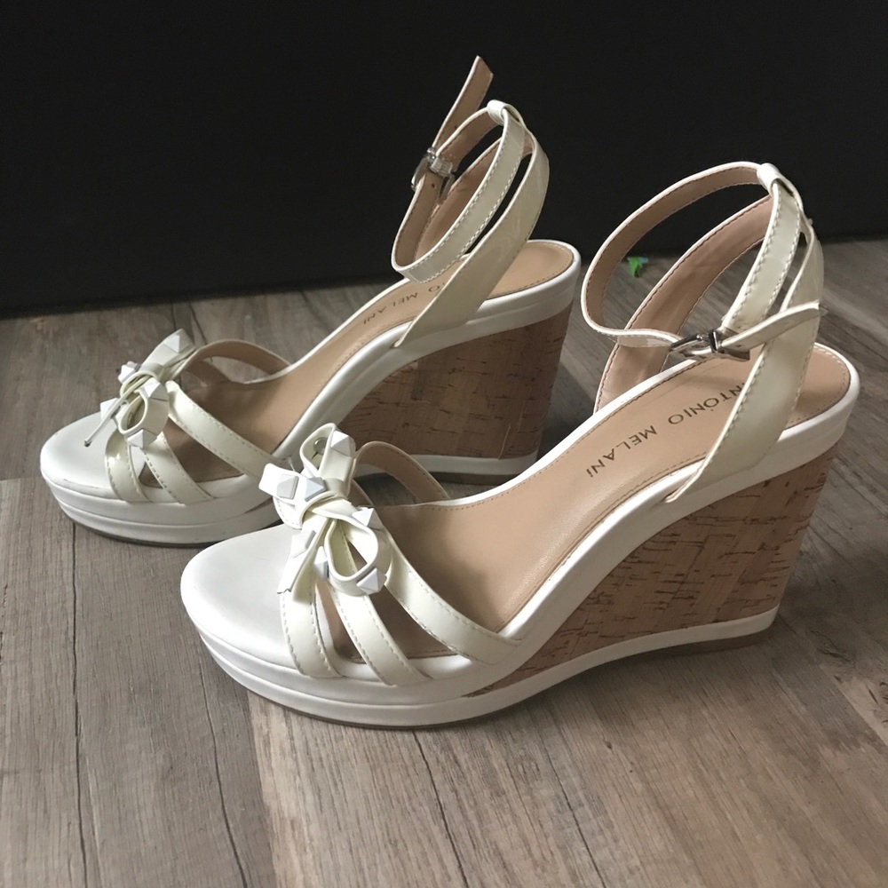 White strappy wedges