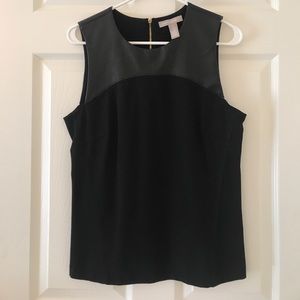 Black faux leather Banana Republic top