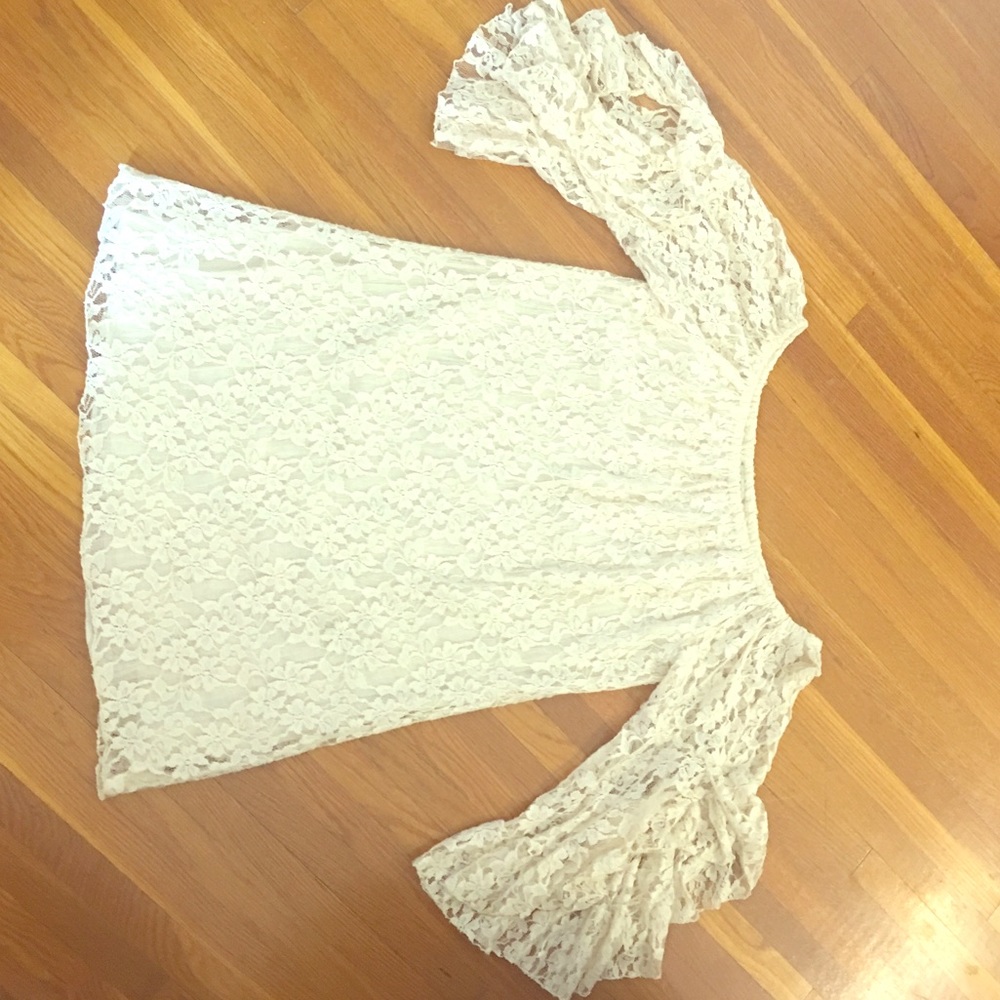 Off the shoulder cream lace dress