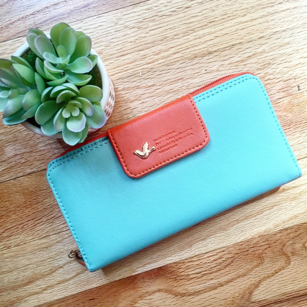 Vegan Boutique Color Block Happy Quotes Wallet