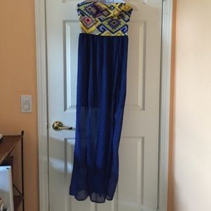 Strapless Aztec Print Maxi Dress