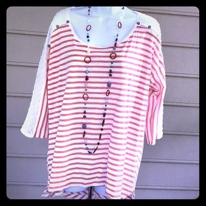 ANTHROPOLOGIE LACE AND COTTON TEE