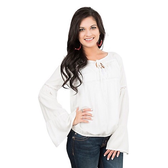 Rock & Roll Cowgirl Tops - NWT White sheer long sleeve peasant boho blouse Rock & Roll Cowgirl Tops - NWT White sheer long sleeve peasant boho blouse