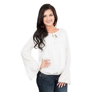 Rock & Roll Cowgirl Tops - NWT White sheer long sleeve peasant boho blouse Rock & Roll Cowgirl Tops - NWT White sheer long sleeve peasant boho blouse