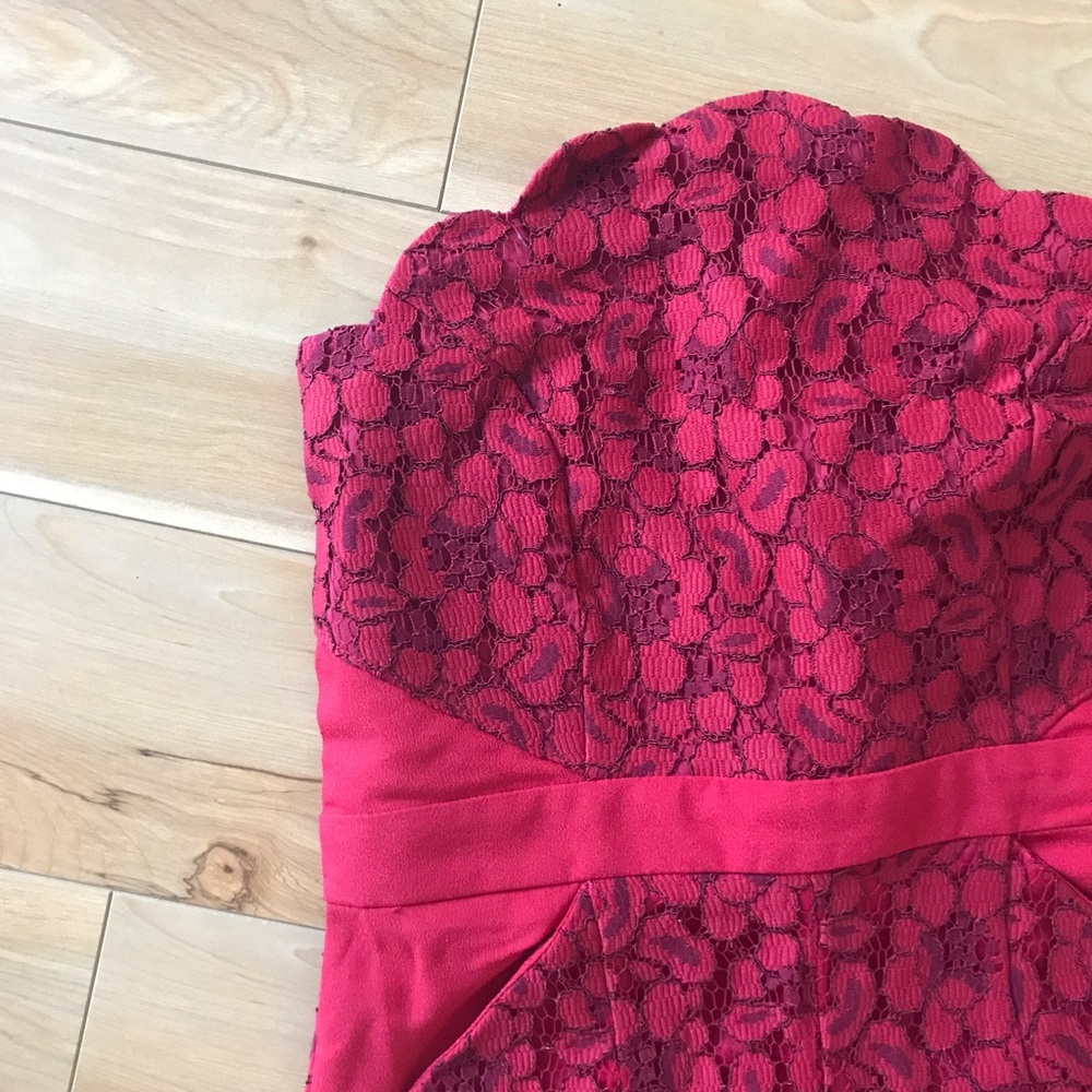 Lace Overlay Strapless Dress - Picture 3 of 4