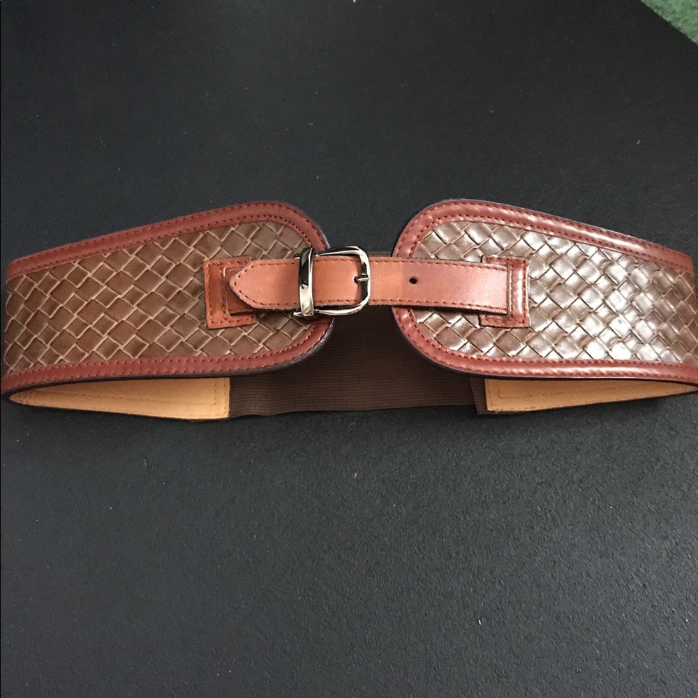 Brown Leather Stretch Belt Tracy Reese Size M/L