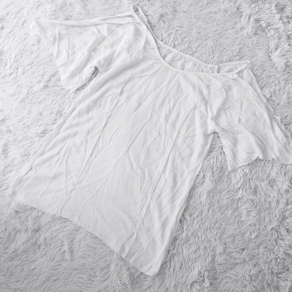 ❗️Sale! Sheer White Open-Shoulder Swim Pullover⚜ - Picture 4 of 5
