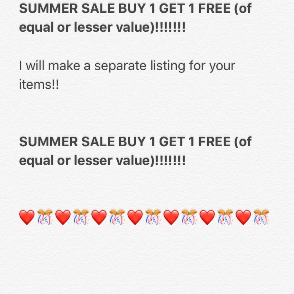 SUMMER SALE BUY 1 GET 1 FREE